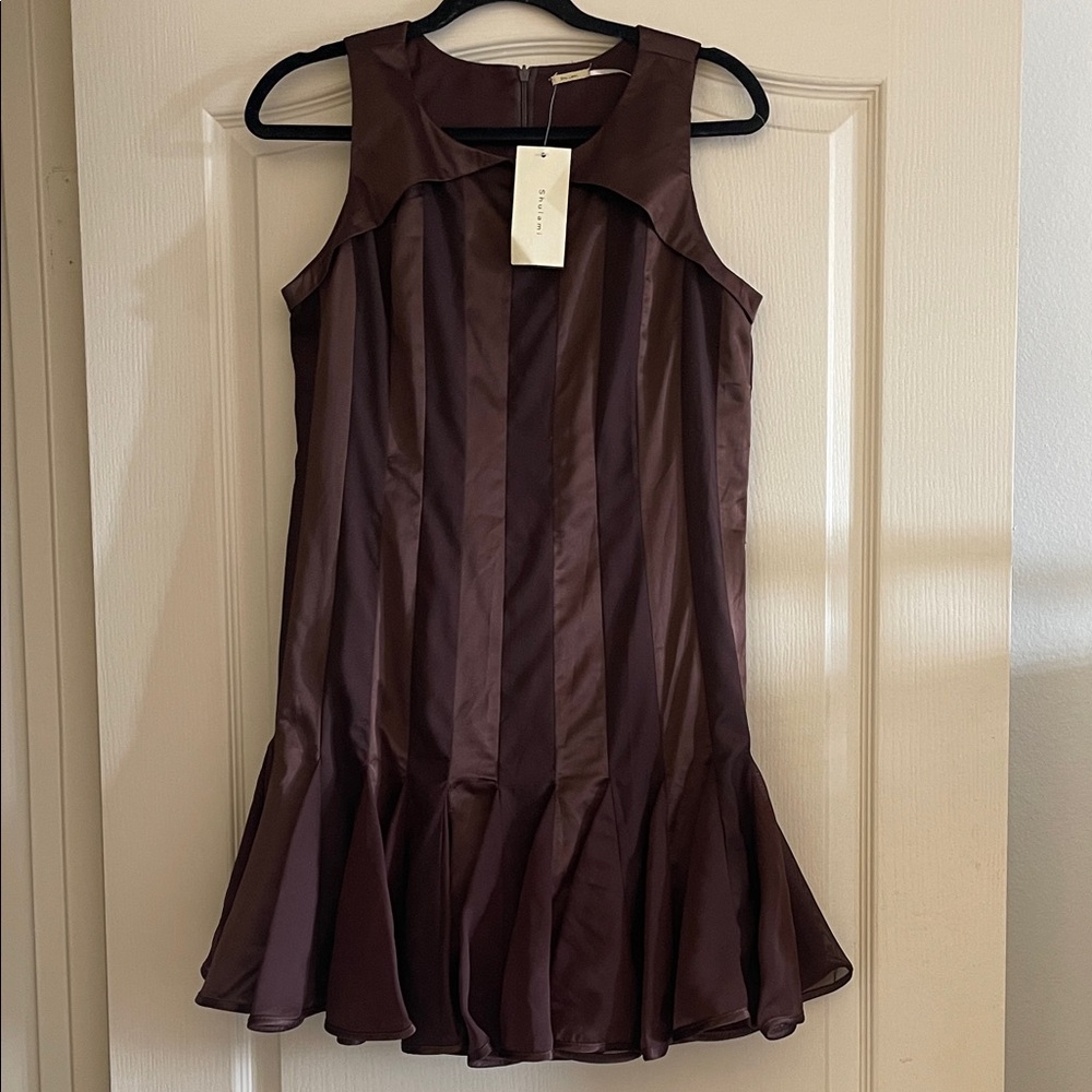 NWT,Elegant Brown Sleeveless Dress